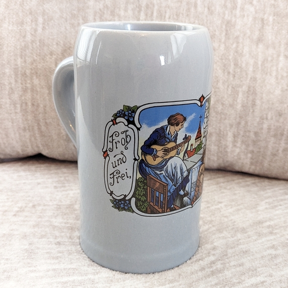 German style beer drinking mug tall and heavy USA collectable ceramic stoneware - Picture 3 of 8